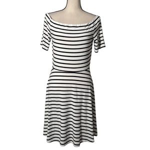 White House Black Market Striped Off-Shoulder Midi Dress